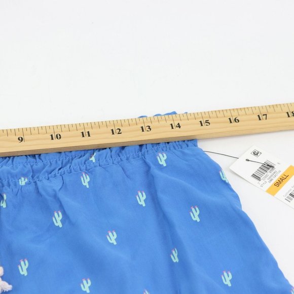 Jenni Plus Size Blue Cactus Light Weight Printed Pajama Shorts, Size Small - Picture 3 of 5